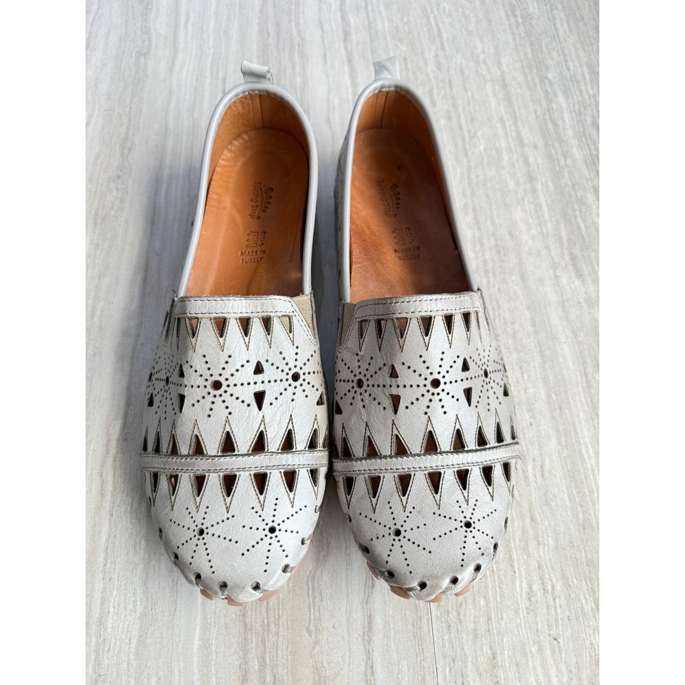 Spring Step Soft Loafers Fusaro Taupe Leather Laser Cutout 41 Boho Artisan